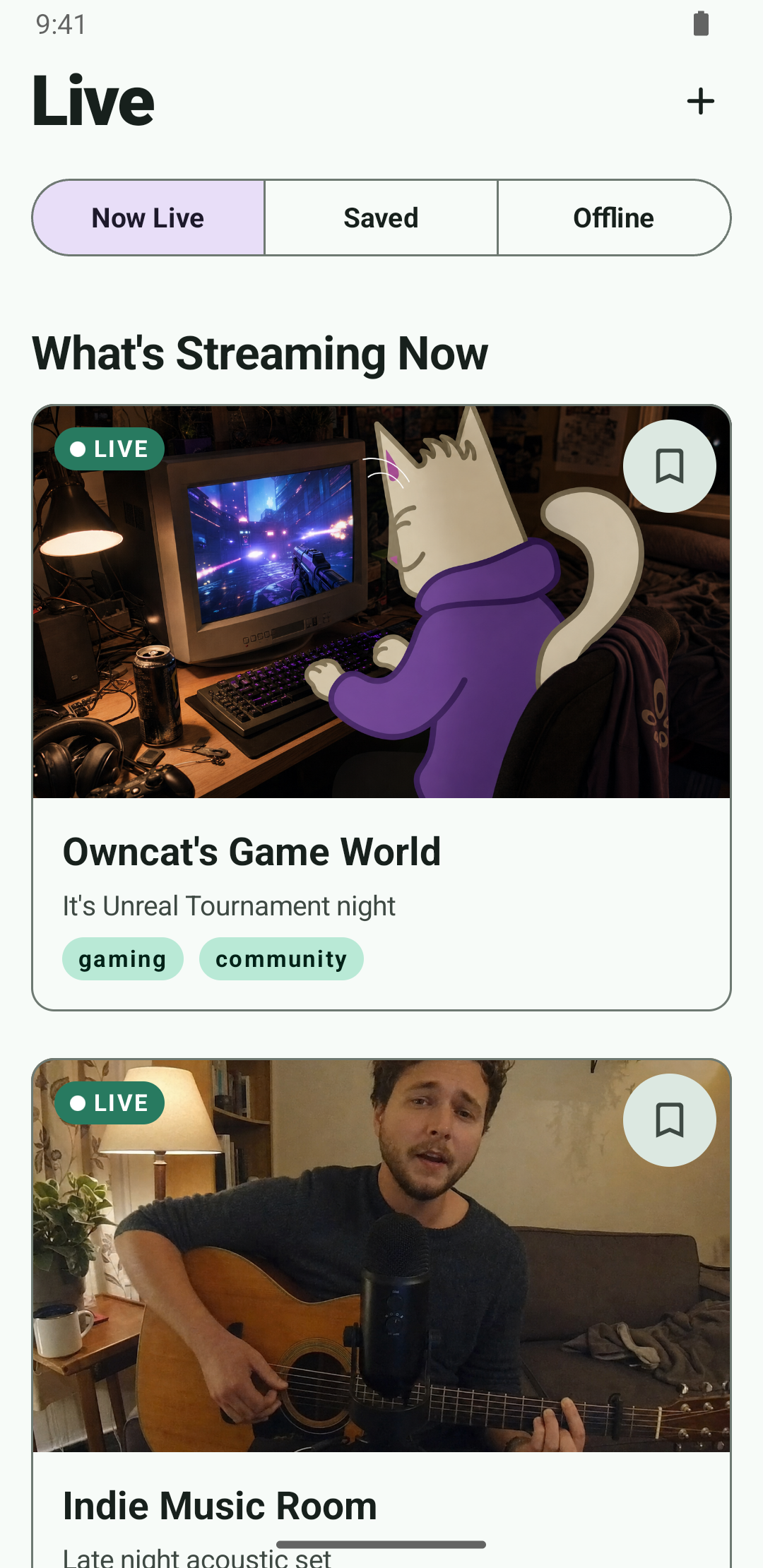 Owncasts for Android directory screen