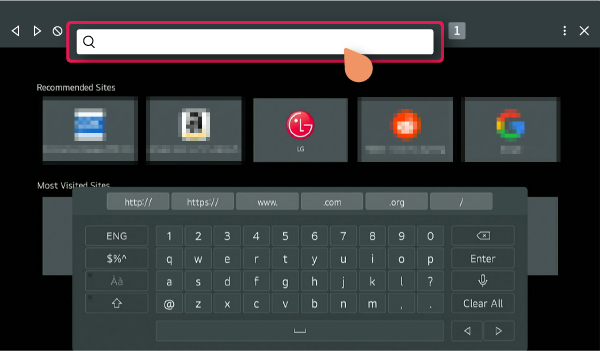 LG webOS browser address bar